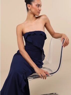 Strapless Navy Lulu’s Maxi Bridesmaid Dress